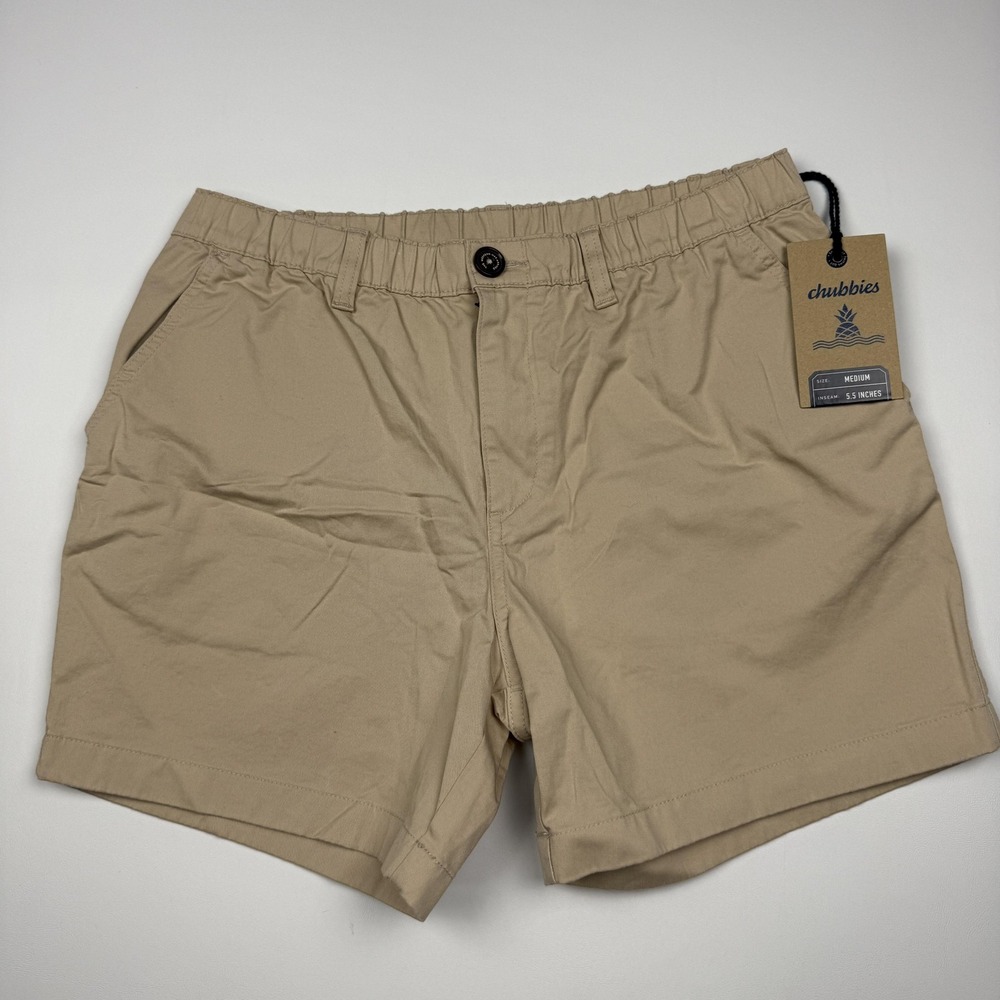 Chubbies Shorts Mens Medium Beige Khaki Stretch Chino Elastic Waist Casual